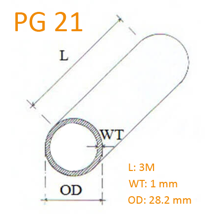 قطرخارجی و ضخامت لوله PG 21